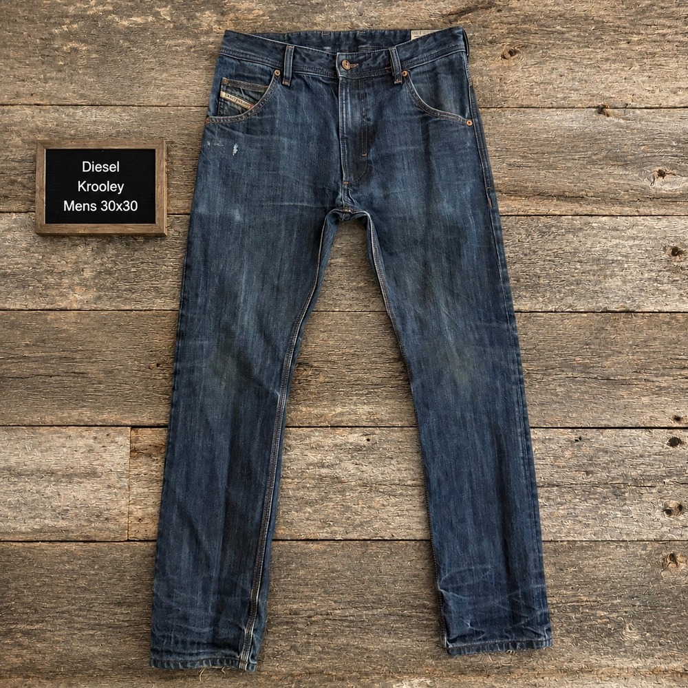 Diesel Krooley Regular Slim-Carrot Jeans Mens 30x30 Dark Wash Denim 0880G